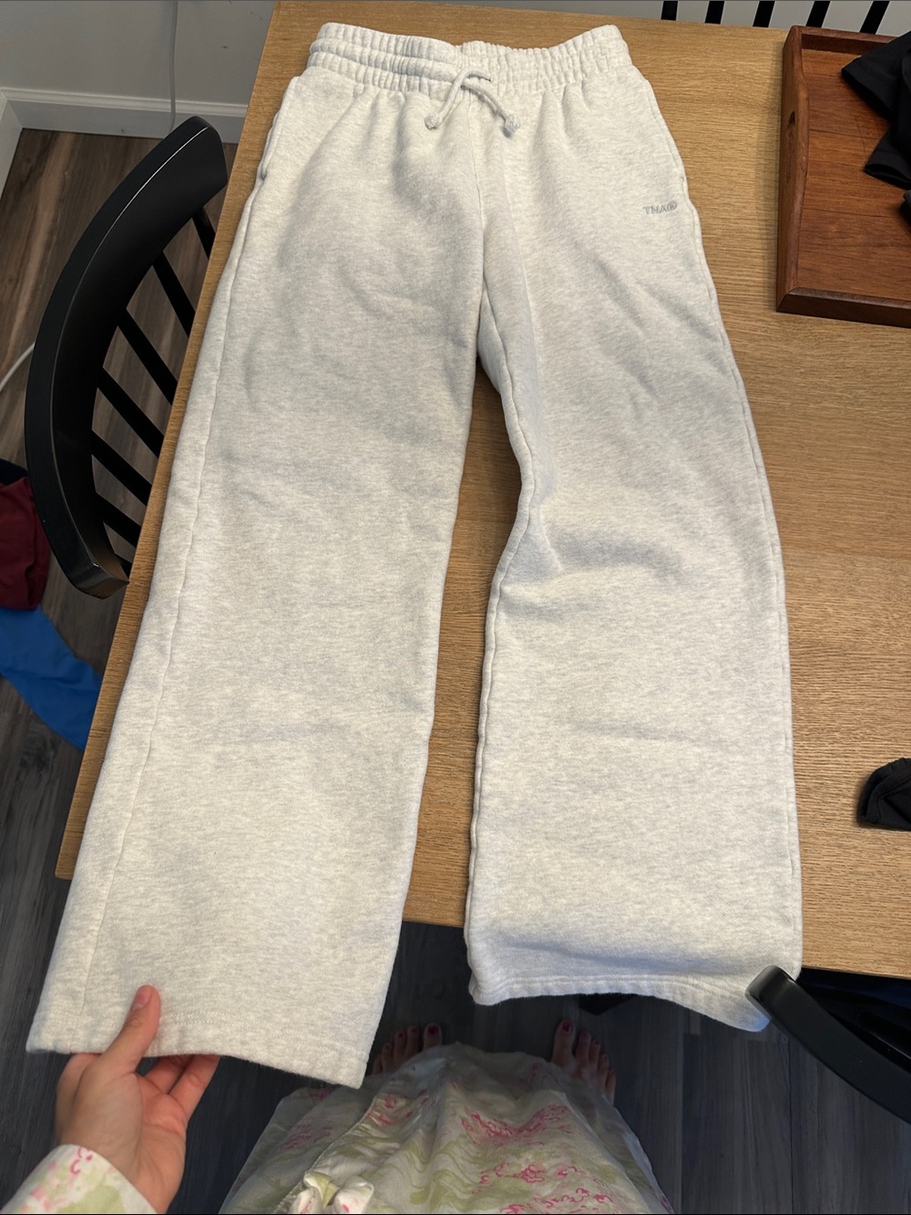 Aritzia Light Gray Wide-Leg Track Pants